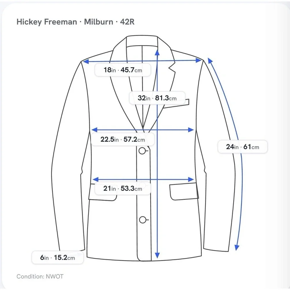 Hickey Freeman 44R Gray Glen Plaid 100% Worsted Wool Blazer 42R  Milburn USA